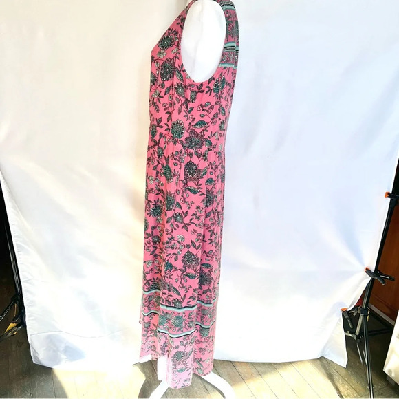 J Jill Dreamscape Border Print Maxi Dress Pink Floral Sleeveless Size Small - Picture 7 of 16